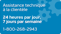 Assistance technique á la clientéle 24x7 1-800-268-2943